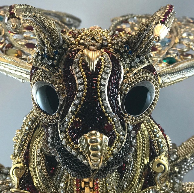 Jeweled Wasp Sculpture Rhinestone Insect Art - 12x15 - image 1