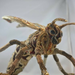 Jeweled Wasp Sculpture Rhinestone Insect Art - 12x15 - thumbnail 2