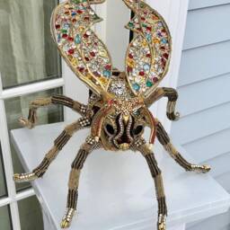 Jeweled Wasp Sculpture Rhinestone Insect Art - 12x15 - thumbnail 3