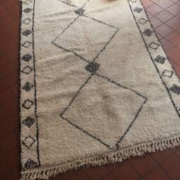 Beni Ourain Rug - Moroccan Handwoven Rug, Pure Wool, Ivory With Black Marks/143 X 228 cm 4.69 7.48 Ft Code 037 - thumbnail 2
