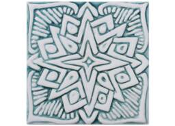 Aqua Moroccan Ceramic Tile Decorative Wall Art, Garden Decor - 15cm/5.9