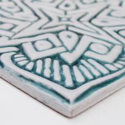 Aqua Moroccan Ceramic Tile Decorative Wall Art, Garden Decor - 15cm/5.9 - thumbnail 2