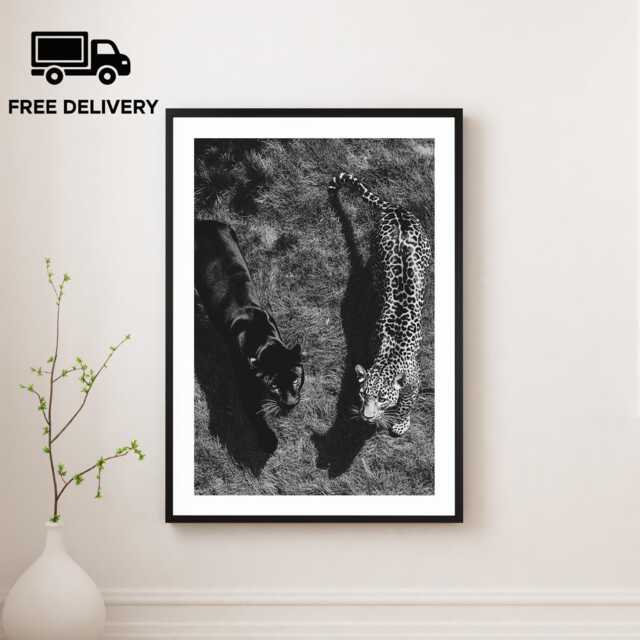 Vintage Leopard Panther Print, Luxury Fashion, Fine Art Photography Wall Art, Museum Quality Classic Animal Black & White Poster - image 1