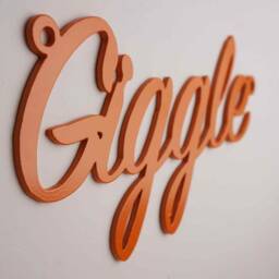 Giggle Metal Wall Sign - Script Word Art Fun Home Decor Playful Quote Kids Room Modern Handmade UK - thumbnail 2