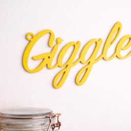 Giggle Metal Wall Sign - Script Word Art Fun Home Decor Playful Quote Kids Room Modern Handmade UK - thumbnail 4
