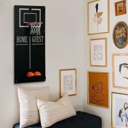 Metal Basketball Hoop Wall Decor - Modern Art, Unique Christmas Gift - thumbnail 3