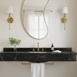 Handmade Brass Bathroom Wall Mirror - Organic Asymmetrical Mirrors - thumbnail 3