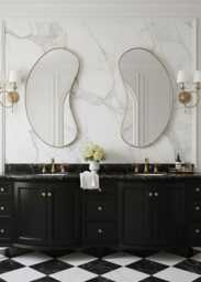Handmade Brass Bathroom Wall Mirror - Organic Asymmetrical Mirrors