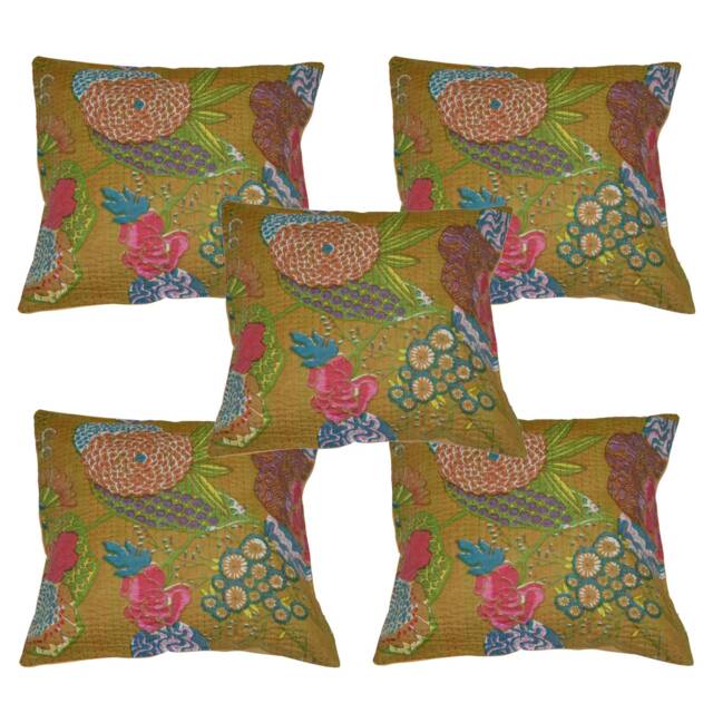 Handmade Fruit Print Indian Cushion Covers Home Decorative Hand Stitched Quilted Kantha Pillow Cover Living Room Pillowcase Decor Throw - image 1