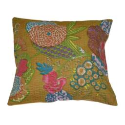 Handmade Fruit Print Indian Cushion Covers Home Decorative Hand Stitched Quilted Kantha Pillow Cover Living Room Pillowcase Decor Throw - thumbnail 2