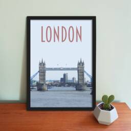 London Travel Poster - Retro Style Tower Bridge Art Print - thumbnail 1
