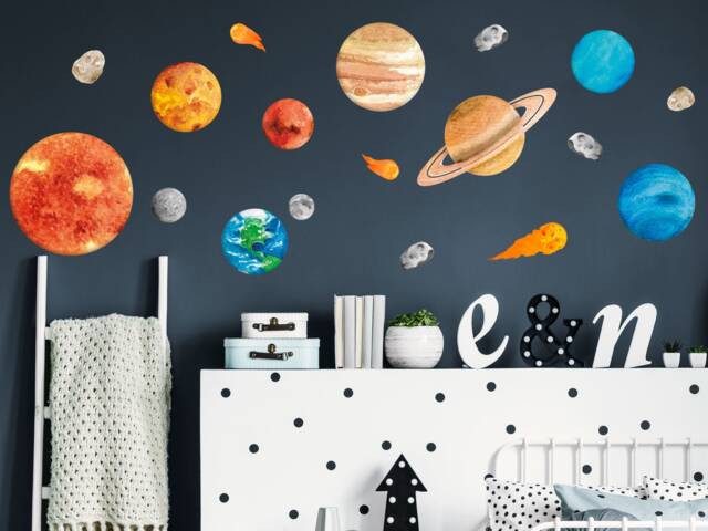 Solar System Wall Stickers - Space For Kids, Planet Decals, Outer Bedroom, Nursery & Playroom Decor - image 1