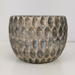 Rustic Moroccan Ceramic Planter - Red & White Or Grey Gold House Plant Pot - thumbnail 2