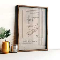 Curtiss P-40 Warhawk Patent Poster Vintage Aviation Print - thumbnail 2