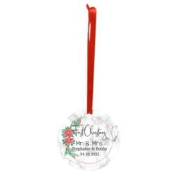 Personalised With Name & Date - First Christmas Mr & Mrs Beautiful Aluminium Tree Decoration Pendant - thumbnail 2
