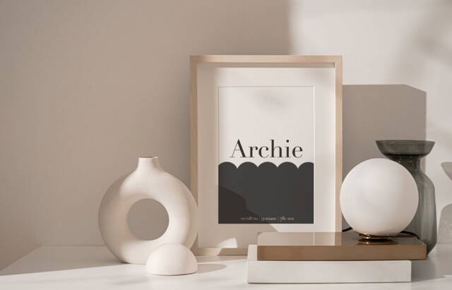 Personalised Name Scallop Detail Print, Printed On 180 Gsm Matte Finish Premium Card. Available in A4 & A3 - image 1