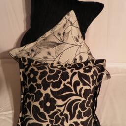 Abbotsford Nero, Black , White, Square, Cushion Cover, Modern, Floral Chenille - thumbnail 3