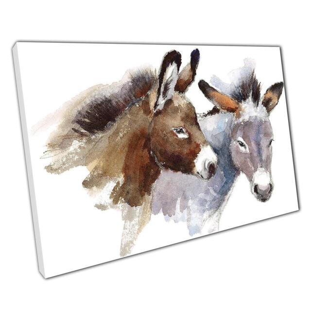 Farmyard Donkey Watercolor Canvas Print Rustic Wall Art For Home Office Nursery D??cor - image 1