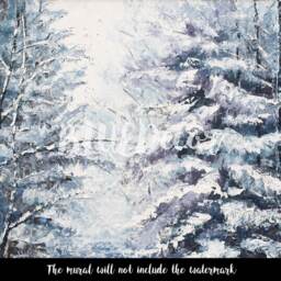 Dark Winter Forest Landscape Removable Wallpaper, Oil Painting, Peel & Stick, Repositionable, Wall Covering, Decor, Mural, Art #47 - thumbnail 3