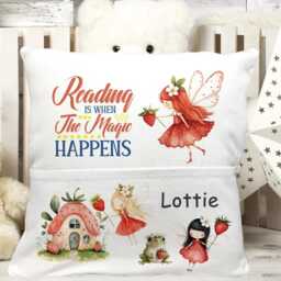 Personalised Strawberry Fairy Pocket Cushion Magical Surprise Book Pillow For Kids - thumbnail 2