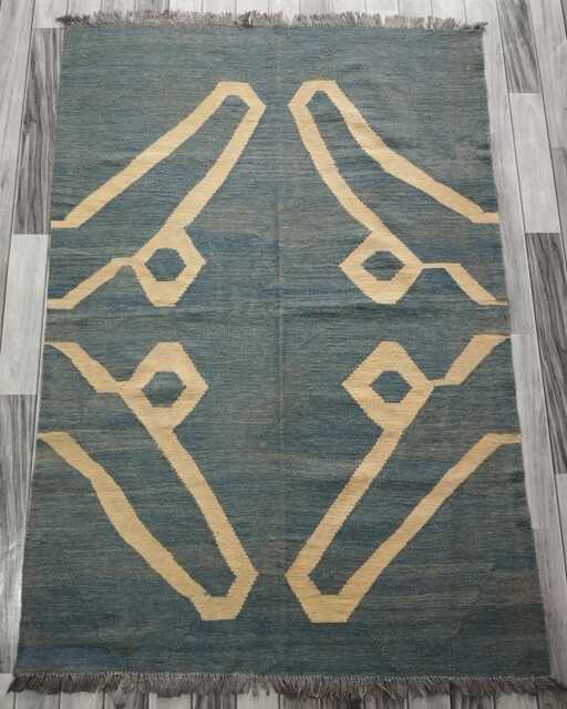 Minimalist Scandinavian Rug, Handmade Artisan Afghan Swedish Turkish Nordic Flatweave Natural Wool Kilim Rug 172x120 cm - image 1