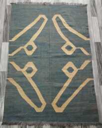 Minimalist Scandinavian Rug, Handmade Artisan Afghan Swedish Turkish Nordic Flatweave Natural Wool Kilim Rug 172x120 cm - thumbnail 1