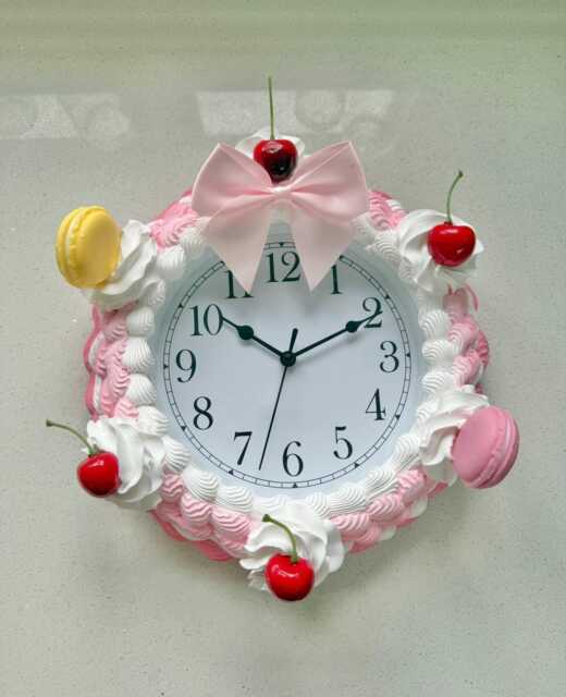 Cherry Pink Macaron Cake Clock