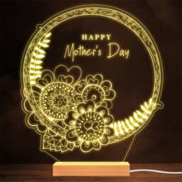 Happy Mother's Day Flowers Wreath Personalised Gift Lamp Night Light - thumbnail 1