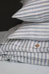 Blue Striped Linen Duvet Cover, Breathable 100% Linen, Handmade, Custom Size Bedding, Soft Washed Flax