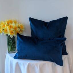 Velvet Rectangle Square Cushion Cover Indigo Navy Blue - Velvet Interiors, Soft Furnishings, Decor - Made in Scotland - thumbnail 1