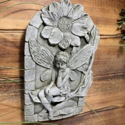 stone Garden Detailed Lily Fairy Angel Wall Hanging Plaque Ornament - thumbnail 2
