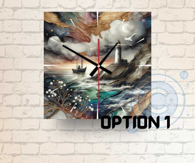 Lighthouse Seascape Glass Wall Clock Coastal Nautical Decor - image 1