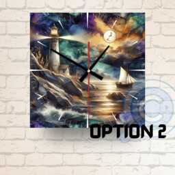 Lighthouse Seascape Glass Wall Clock Coastal Nautical Decor - thumbnail 2