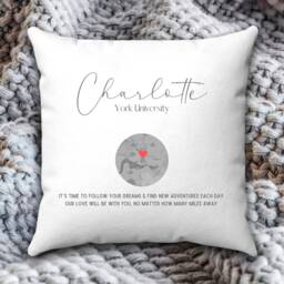 Personalised University Map Cushion, Uni Room Decor Gift, Going To Gift, Gift For Son, Daughter - thumbnail 2