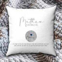 Personalised University Map Cushion, Uni Room Decor Gift, Going To Gift, Gift For Son, Daughter - thumbnail 3