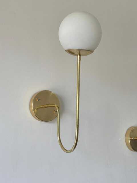 Modern Mid Century Brass Wall Sconce Mounted Italian Style Lamp - image 1