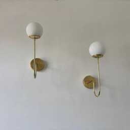 Modern Mid Century Brass Wall Sconce Mounted Italian Style Lamp - thumbnail 3