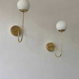 Modern Mid Century Brass Wall Sconce Mounted Italian Style Lamp - thumbnail 2