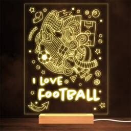 I Love Football Doodle Icons Personalised Gift Lamp Night Light - thumbnail 1