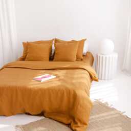 Cinnamon Linen Bedding Set Fitted Sheet, 2 Pillowcases. Natural, Earth Tone Farmhouse, New Home, Hosting Gift. Twin, Full, Queen, King - thumbnail 2