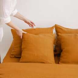 Cinnamon Linen Bedding Set Fitted Sheet, 2 Pillowcases. Natural, Earth Tone Farmhouse, New Home, Hosting Gift. Twin, Full, Queen, King - thumbnail 3
