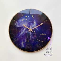 Gemini Gift Wall Art Zodiac Constellation Personalized For Her Purple & Copper Glass Clock Teenager Girl - thumbnail 2