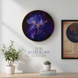 Gemini Gift Wall Art Zodiac Constellation Personalized For Her Purple & Copper Glass Clock Teenager Girl - thumbnail 4