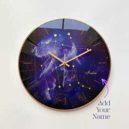 Gemini Gift Wall Art Zodiac Constellation Personalized For Her Purple & Copper Glass Clock Teenager Girl