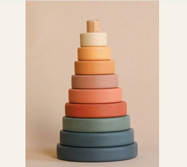 Wooden Ring Stacker Toy, Montessori Baby Gift - image 1