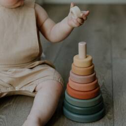 Wooden Ring Stacker Toy, Montessori Baby Gift - thumbnail 2