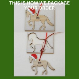 Personalised Wooden Horse Christmas Ornament Laser Engraved, Hand Painted - thumbnail 3