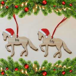 Personalised Wooden Horse Christmas Ornament Laser Engraved, Hand Painted - thumbnail 2