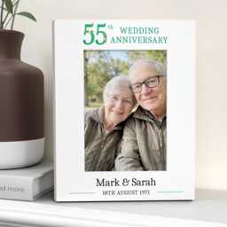 Personalised 55Th Anniversary Gifts - Emerald Wedding Photo Frame - thumbnail 1