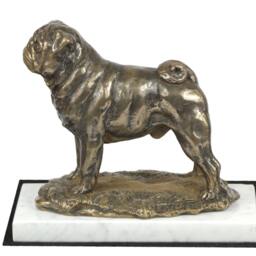 Pug, Dog White Marble Base Statue, Limited Edition, Artdog. Made Of Cold Cast Bronze. Perfect Gift. Limited Edition - thumbnail 2